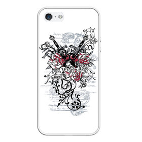 Чехол для iPhone 5/5S матовый с принтом Рок сердца 5 в Петрозаводске, Силикон | Область печати: задняя сторона чехла, без боковых панелей | heart | tattoo | разбитое | сердечко | сердце | тату | татушка