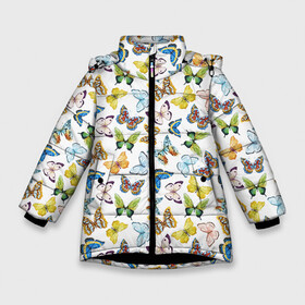 Зимняя куртка для девочек 3D с принтом Цветы и бабочки 11 в Петрозаводске, ткань верха — 100% полиэстер; подклад — 100% полиэстер, утеплитель — 100% полиэстер. | длина ниже бедра, удлиненная спинка, воротник стойка и отстегивающийся капюшон. Есть боковые карманы с листочкой на кнопках, утяжки по низу изделия и внутренний карман на молнии. 

Предусмотрены светоотражающий принт на спинке, радужный светоотражающий элемент на пуллере молнии и на резинке для утяжки. | акварель | бабочка | нежный | рисунок | роза | сирень | цветочек | цветочный | цветы