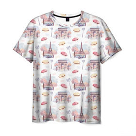 Мужская футболка 3D с принтом Парижское настроение в Петрозаводске, 100% полиэфир | прямой крой, круглый вырез горловины, длина до линии бедер | париж