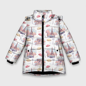 Зимняя куртка для девочек 3D с принтом Парижское настроение в Петрозаводске, ткань верха — 100% полиэстер; подклад — 100% полиэстер, утеплитель — 100% полиэстер. | длина ниже бедра, удлиненная спинка, воротник стойка и отстегивающийся капюшон. Есть боковые карманы с листочкой на кнопках, утяжки по низу изделия и внутренний карман на молнии. 

Предусмотрены светоотражающий принт на спинке, радужный светоотражающий элемент на пуллере молнии и на резинке для утяжки. | париж