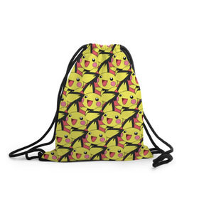 Рюкзак-мешок 3D с принтом Pikachu в Петрозаводске, 100% полиэстер | плотность ткани — 200 г/м2, размер — 35 х 45 см; лямки — толстые шнурки, застежка на шнуровке, без карманов и подкладки | pikachu | pokeboll | pokemon | пикачу | покеболл | покемон