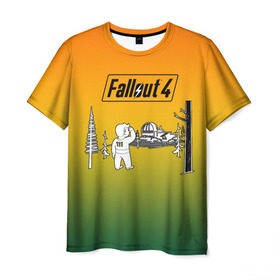 Мужская футболка 3D с принтом Волт-бой 111 Fallout 4 в Петрозаводске, 100% полиэфир | прямой крой, круглый вырез горловины, длина до линии бедер | fallout 4 | vault boy | волт бой | фаллаут