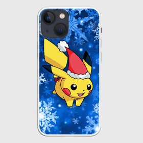 Чехол для iPhone 13 mini с принтом Новогодний Пикачу в Петрозаводске,  |  | pikachu | pokeboll | pokemon | зима | новый год | пикачу | покеболл | покемон | снежинки