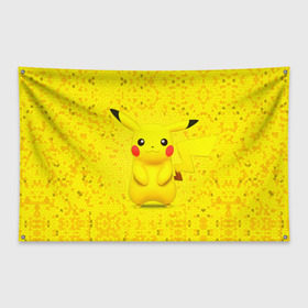 Флаг-баннер с принтом Pikachu в Петрозаводске, 100% полиэстер | размер 67 х 109 см, плотность ткани — 95 г/м2; по краям флага есть четыре люверса для крепления | pikachu | pokeboll | pokemon | пикачу | покеболл | покемон