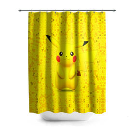 Штора 3D для ванной с принтом Pikachu в Петрозаводске, 100% полиэстер | плотность материала — 100 г/м2. Стандартный размер — 146 см х 180 см. По верхнему краю — пластиковые люверсы для креплений. В комплекте 10 пластиковых колец | pikachu | pokeboll | pokemon | пикачу | покеболл | покемон