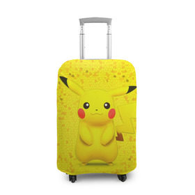 Чехол для чемодана 3D с принтом Pikachu в Петрозаводске, 86% полиэфир, 14% спандекс | двустороннее нанесение принта, прорези для ручек и колес | pikachu | pokeboll | pokemon | пикачу | покеболл | покемон