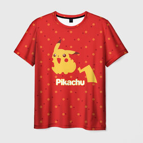 Мужская футболка 3D с принтом Pikachu в Петрозаводске, 100% полиэфир | прямой крой, круглый вырез горловины, длина до линии бедер | Тематика изображения на принте: pikachu | pokeboll | pokemon | пикачу | покеболл | покемон