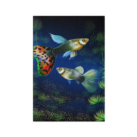 Обложка для паспорта матовая кожа с принтом Аквариумные рыбки в Петрозаводске, натуральная матовая кожа | размер 19,3 х 13,7 см; прозрачные пластиковые крепления | Тематика изображения на принте: аквариум | вода | водоросли | природа | рыба | рыбка | туризм