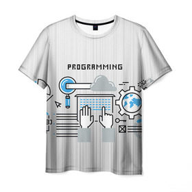 Мужская футболка 3D с принтом Программирование 2 в Петрозаводске, 100% полиэфир | прямой крой, круглый вырез горловины, длина до линии бедер | день программиста | код | подарок | праздник | программист