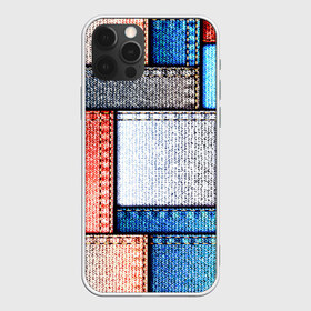 Чехол для iPhone 12 Pro Max с принтом Джинсовый стиль в Петрозаводске, Силикон |  | Тематика изображения на принте: заплатки | разноцветный | текстура | ткань
