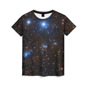 Женская футболка 3D с принтом Космические дали в Петрозаводске, 100% полиэфир ( синтетическое хлопкоподобное полотно) | прямой крой, круглый вырез горловины, длина до линии бедер | вселенная | галактика | звёзды | космическое пространство | космос | созвездие