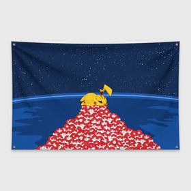 Флаг-баннер с принтом Pokemon GO в Петрозаводске, 100% полиэстер | размер 67 х 109 см, плотность ткани — 95 г/м2; по краям флага есть четыре люверса для крепления | pikachu | pokeball | pokemon go | доллар | золото | игра | пикачу | покебол | покемон
