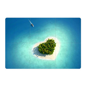 Магнитный плакат 3Х2 с принтом Остров в Петрозаводске, Полимерный материал с магнитным слоем | 6 деталей размером 9*9 см | вода | дерево | лето | море | океан | остров | пальмы | песок | сердечко | сердце | синий