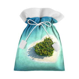 Подарочный 3D мешок с принтом Остров в Петрозаводске, 100% полиэстер | Размер: 29*39 см | вода | дерево | лето | море | океан | остров | пальмы | песок | сердечко | сердце | синий