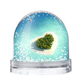 Снежный шар с принтом Остров в Петрозаводске, Пластик | Изображение внутри шара печатается на глянцевой фотобумаге с двух сторон | вода | дерево | лето | море | океан | остров | пальмы | песок | сердечко | сердце | синий
