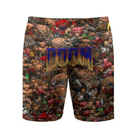 Мужские шорты 3D спортивные с принтом Doom. Все монстры (pixel art) в Петрозаводске,  |  | 