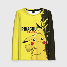 Женский лонгслив 3D с принтом Pikachu Pika Pika в Петрозаводске, 100% полиэстер | длинные рукава, круглый вырез горловины, полуприлегающий силуэт | go | pikachu | pokemon | го | пика | пикачу | покемон