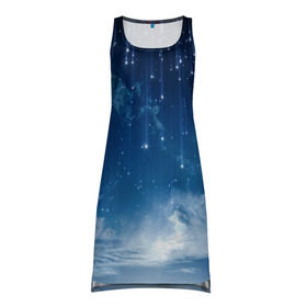 Платье-майка 3D с принтом Звездное небо в Петрозаводске, 100% полиэстер | полуприлегающий силуэт, широкие бретели, круглый вырез горловины, удлиненный подол сзади. | вселенная | галактика | звезды | небо | ночь