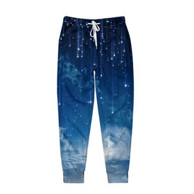 Мужские брюки 3D с принтом Звездное небо в Петрозаводске, 100% полиэстер | манжеты по низу, эластичный пояс регулируется шнурком, по бокам два кармана без застежек, внутренняя часть кармана из мелкой сетки | Тематика изображения на принте: вселенная | галактика | звезды | небо | ночь