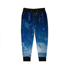 Детские брюки 3D с принтом Звездное небо в Петрозаводске, 100% полиэстер | манжеты по низу, эластичный пояс регулируется шнурком, по бокам два кармана без застежек, внутренняя часть кармана из мелкой сетки | вселенная | галактика | звезды | небо | ночь