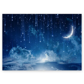 Поздравительная открытка с принтом Звездное небо в Петрозаводске, 100% бумага | плотность бумаги 280 г/м2, матовая, на обратной стороне линовка и место для марки
 | Тематика изображения на принте: вселенная | галактика | звезды | небо | ночь