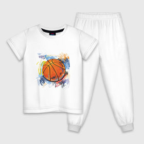 Детская пижама хлопок с принтом Баскетбольный мяч в штрихах в Петрозаводске, 100% хлопок |  брюки и футболка прямого кроя, без карманов, на брюках мягкая резинка на поясе и по низу штанин
 | баскетбол | стилизация | штрихи