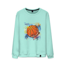 Мужской свитшот хлопок с принтом Баскетбольный мяч в штрихах в Петрозаводске, 100% хлопок |  | Тематика изображения на принте: баскетбол | стилизация | штрихи