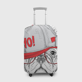 Чехол для чемодана 3D с принтом Стильный Бульдог в Петрозаводске, 86% полиэфир, 14% спандекс | двустороннее нанесение принта, прорези для ручек и колес | 