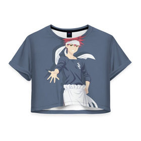 Женская футболка 3D укороченная с принтом Yukihiro Souma в Петрозаводске, 100% полиэстер | круглая горловина, длина футболки до линии талии, рукава с отворотами | anime | soma | ukihiro | ukihiro soma | аниме | сома | юкихиро