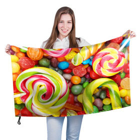Флаг 3D с принтом Вкусняшки в Петрозаводске, 100% полиэстер | плотность ткани — 95 г/м2, размер — 67 х 109 см. Принт наносится с одной стороны | вкуснотища | вкусняшки | глазурь | жевачка | карамель | карамельки | конфетки | конфеты | леденец | мармеладки | сахар | сладости