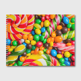 Альбом для рисования с принтом Сладкоежка в Петрозаводске, 100% бумага
 | матовая бумага, плотность 200 мг. | Тематика изображения на принте: вкуснотища | вкусняшки | глазурь | жевачка | карамель | карамельки | конфетки | конфеты | леденец | мармеладки | сахар | сладости