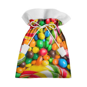 Подарочный 3D мешок с принтом Сладкоежка в Петрозаводске, 100% полиэстер | Размер: 29*39 см | Тематика изображения на принте: вкуснотища | вкусняшки | глазурь | жевачка | карамель | карамельки | конфетки | конфеты | леденец | мармеладки | сахар | сладости