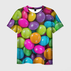 Мужская футболка 3D с принтом Конфетки в Петрозаводске, 100% полиэфир | прямой крой, круглый вырез горловины, длина до линии бедер | вкуснотища | вкусняшки | глазурь | жевачка | карамель | карамельки | конфетки | конфеты | леденец | мармеладки | сахар | сладости
