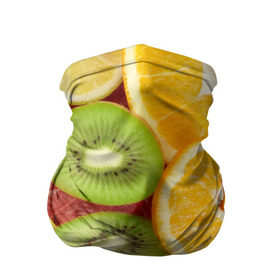 Бандана-труба 3D с принтом Сочные фрукты в Петрозаводске, 100% полиэстер, ткань с особыми свойствами — Activecool | плотность 150‒180 г/м2; хорошо тянется, но сохраняет форму | Тематика изображения на принте: апельсин | грейпфрут | десерт | дольки | киви | кусочки фруктов | лайм | лимон | разрез | сечение | фреш | фрукты | цитрусовые