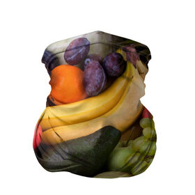 Бандана-труба 3D с принтом Спелые фрукты в Петрозаводске, 100% полиэстер, ткань с особыми свойствами — Activecool | плотность 150‒180 г/м2; хорошо тянется, но сохраняет форму | Тематика изображения на принте: ананас | арбуз | банан | богатый урожай | виноград | горох | груша | еда | капуста | картофель | лук | морковь | овощи | огурец | перец | персик | слива | сочные плоды | томат | фасоль | фрукты | яблоко