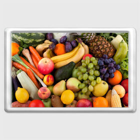 Магнит 45*70 с принтом Спелые фрукты в Петрозаводске, Пластик | Размер: 78*52 мм; Размер печати: 70*45 | ананас | арбуз | банан | богатый урожай | виноград | горох | груша | еда | капуста | картофель | лук | морковь | овощи | огурец | перец | персик | слива | сочные плоды | томат | фасоль | фрукты | яблоко
