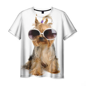 Мужская футболка 3D с принтом Модница в Петрозаводске, 100% полиэфир | прямой крой, круглый вырез горловины, длина до линии бедер | fashion | животное | красавица | лучший друг | модница | няша | очки | причёска | собака | собачка | щенок | щеночек