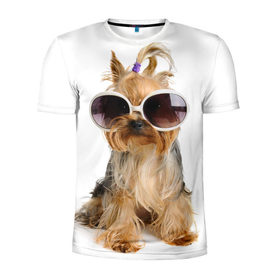 Мужская футболка 3D спортивная с принтом Модница в Петрозаводске, 100% полиэстер с улучшенными характеристиками | приталенный силуэт, круглая горловина, широкие плечи, сужается к линии бедра | fashion | животное | красавица | лучший друг | модница | няша | очки | причёска | собака | собачка | щенок | щеночек