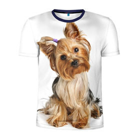 Мужская футболка 3D спортивная с принтом Красотка в Петрозаводске, 100% полиэстер с улучшенными характеристиками | приталенный силуэт, круглая горловина, широкие плечи, сужается к линии бедра | Тематика изображения на принте: fashion | животное | красавица | лучший друг | модница | няша | причёска | собака | собачка | щенок | щеночек