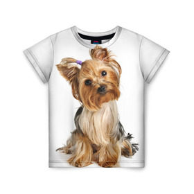 Детская футболка 3D с принтом Красотка в Петрозаводске, 100% гипоаллергенный полиэфир | прямой крой, круглый вырез горловины, длина до линии бедер, чуть спущенное плечо, ткань немного тянется | fashion | животное | красавица | лучший друг | модница | няша | причёска | собака | собачка | щенок | щеночек
