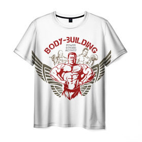 Мужская футболка 3D с принтом Body-building в Петрозаводске, 100% полиэфир | прямой крой, круглый вырез горловины, длина до линии бедер | gym | power | бодибилдинг | культуризм | сила | спорт | фитнес | штанга