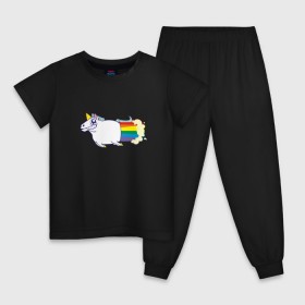 Детская пижама хлопок с принтом Радужный Единорожек в Петрозаводске, 100% хлопок |  брюки и футболка прямого кроя, без карманов, на брюках мягкая резинка на поясе и по низу штанин
 | Тематика изображения на принте: единорог | лошадь | радуга