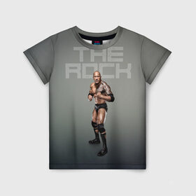 Детская футболка 3D с принтом The Rock WWE в Петрозаводске, 100% гипоаллергенный полиэфир | прямой крой, круглый вырез горловины, длина до линии бедер, чуть спущенное плечо, ткань немного тянется | dwayne johnson | the rock | wwe | рестлинг | спорт