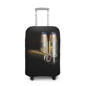 Чехол для чемодана 3D с принтом Патроны 2 в Петрозаводске, 86% полиэфир, 14% спандекс | двустороннее нанесение принта, прорези для ручек и колес | пуля | тёмный