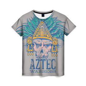 Женская футболка 3D с принтом Aztec Warriors в Петрозаводске, 100% полиэфир ( синтетическое хлопкоподобное полотно) | прямой крой, круглый вырез горловины, длина до линии бедер | античный | ацтеки | гранж | живопись | культура | майя | орнамент | ретро | старинный | элемент