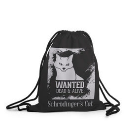 Рюкзак-мешок 3D с принтом Wanted Cat в Петрозаводске, 100% полиэстер | плотность ткани — 200 г/м2, размер — 35 х 45 см; лямки — толстые шнурки, застежка на шнуровке, без карманов и подкладки | белое | котик | кошка | надписи | новинки | прикольные | рисунок | черное