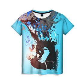 Женская футболка 3D с принтом Blue Exorcist в Петрозаводске, 100% полиэфир ( синтетическое хлопкоподобное полотно) | прямой крой, круглый вырез горловины, длина до линии бедер | anime | ao no exorcist | экзорцист