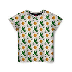 Детская футболка 3D с принтом Ромашки в Петрозаводске, 100% гипоаллергенный полиэфир | прямой крой, круглый вырез горловины, длина до линии бедер, чуть спущенное плечо, ткань немного тянется | Тематика изображения на принте: лето | природа | цветы