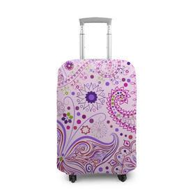 Чехол для чемодана 3D с принтом Lady Butterfly в Петрозаводске, 86% полиэфир, 14% спандекс | двустороннее нанесение принта, прорези для ручек и колес | винтаж | воздушный | индийские | кружева | новинки | узор | цветок | цветочный | этнические