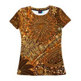 Женская футболка 3D с принтом Коллекция Edition в Петрозаводске, 100% полиэфир ( синтетическое хлопкоподобное полотно) | прямой крой, круглый вырез горловины, длина до линии бедер | винтаж | воздушный | индийские | кружева | новинки | узор | цветок | цветочный | этнические